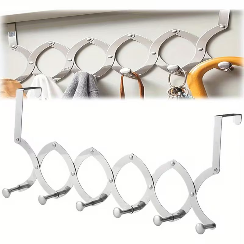 Multi-Purpose 6-Hook Door Hanger | Heavy-Duty Adjustable Storage Rack | Pack of 2