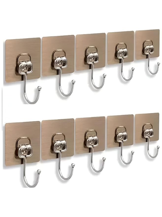 Heavy-Duty Adhesive Wall Hooks – No Drilling, No Damage | Pack of 20